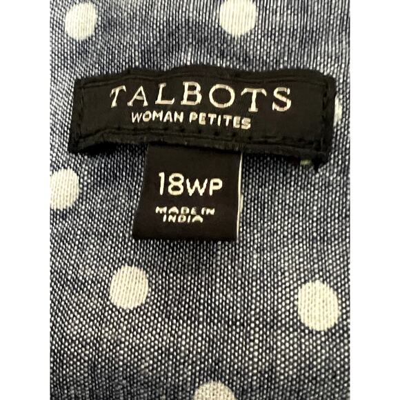 Talbots womens size 18WP button-up top grey/white polk-a-dot long sleeve career - Picture 9 of 10